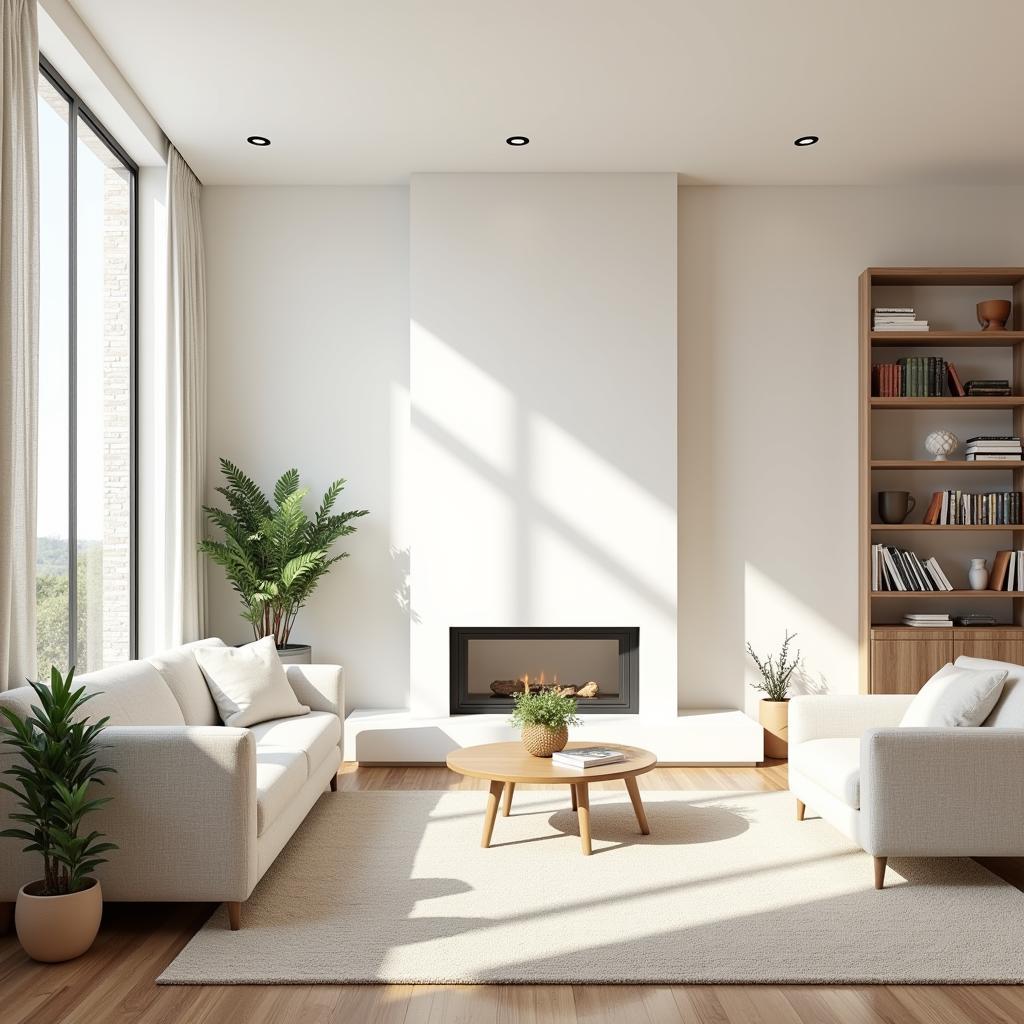 Minimalist living room with decluttered space and natural light