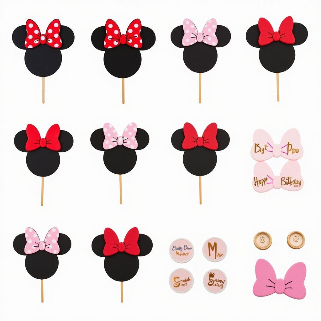 Variety of Minnie Mouse Cupcake Toppers