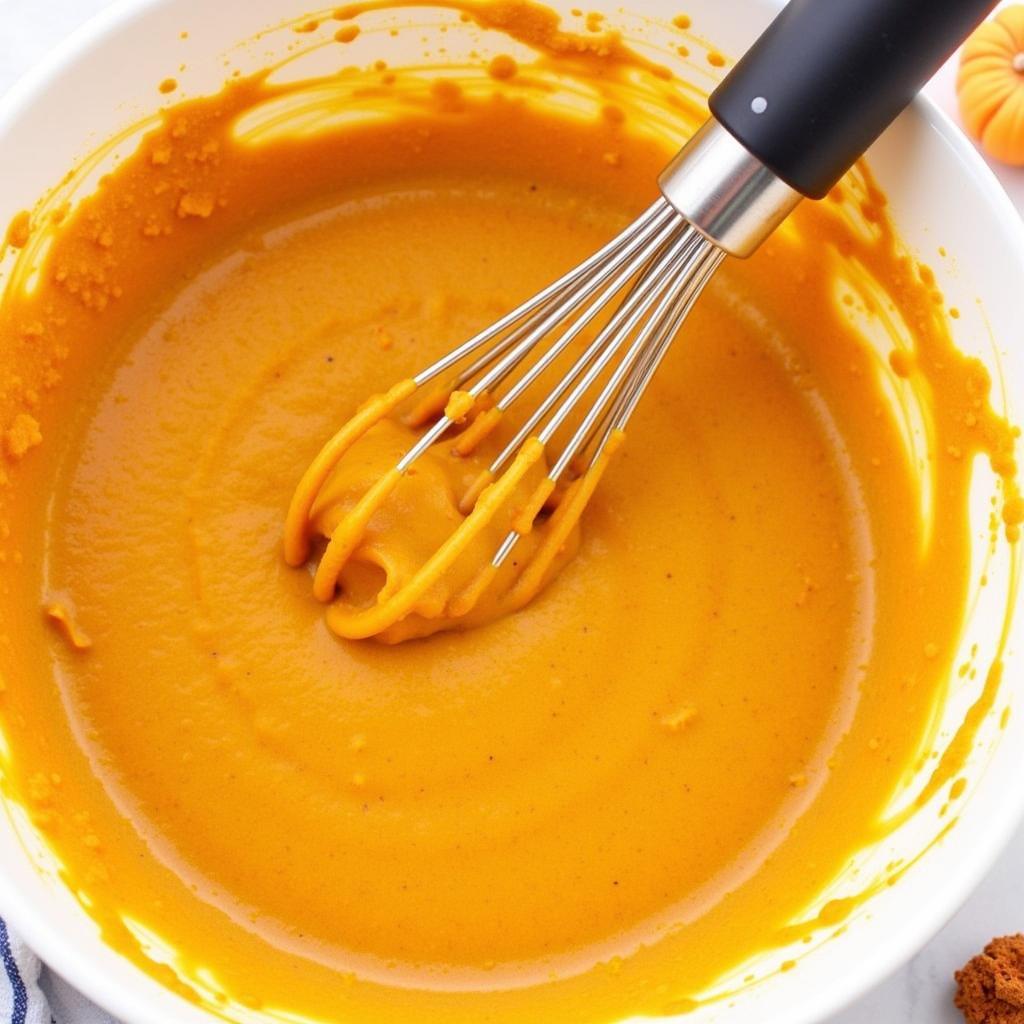 Mixing Gluten-Free Pumpkin Bread Batter