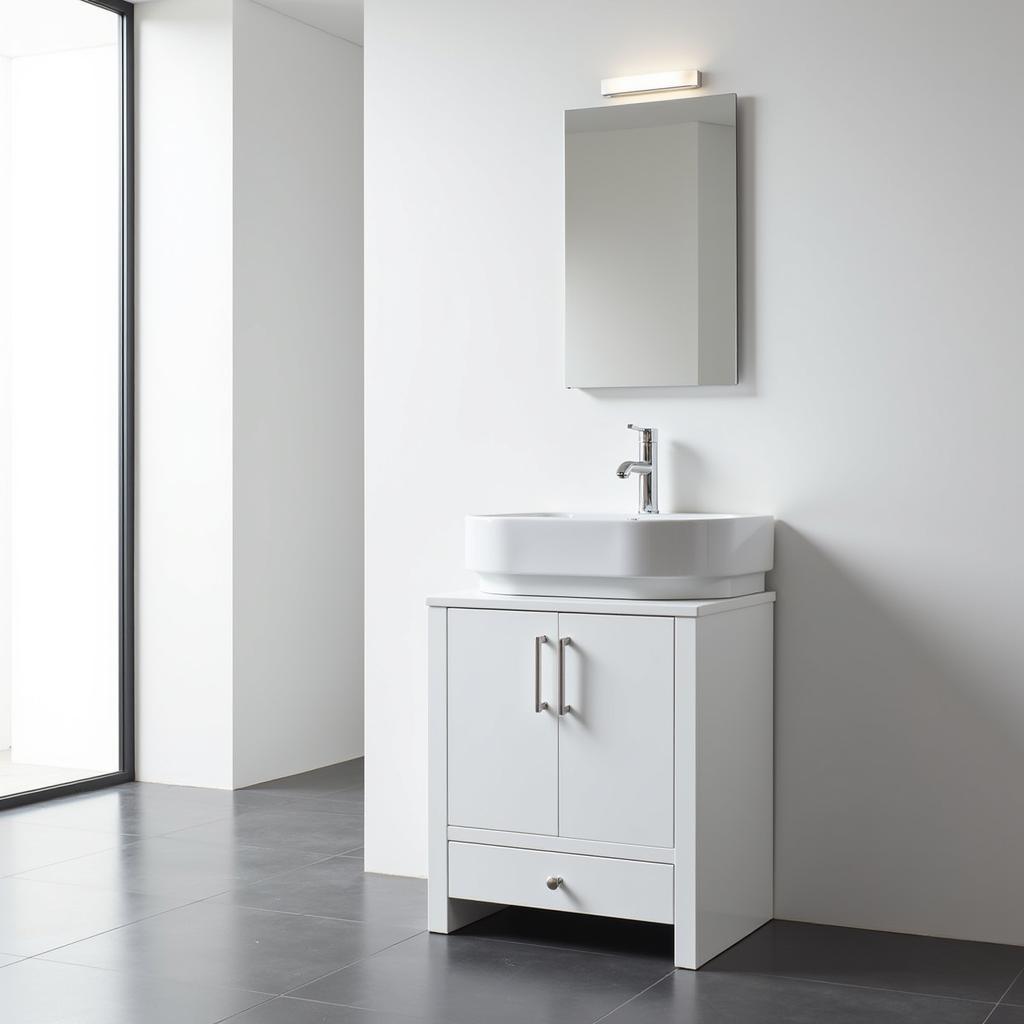 Modern Free Standing Bathroom Vanity in a Minimalist Bathroom