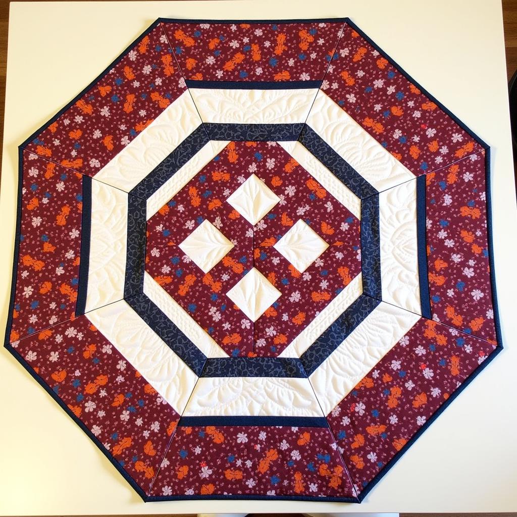 Modern Octagon Table Topper Quilt Pattern with Geometric Design