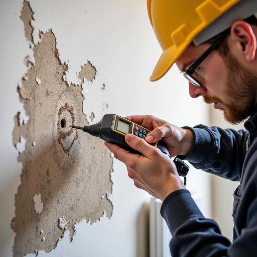 Mold Inspector Checking Moisture Levels