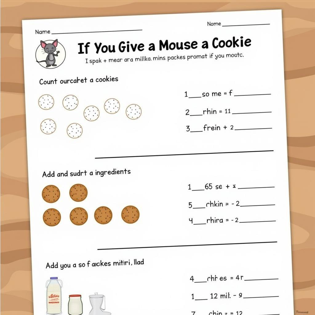 Free Printable If You Give a Mouse a Cookie Math Worksheet