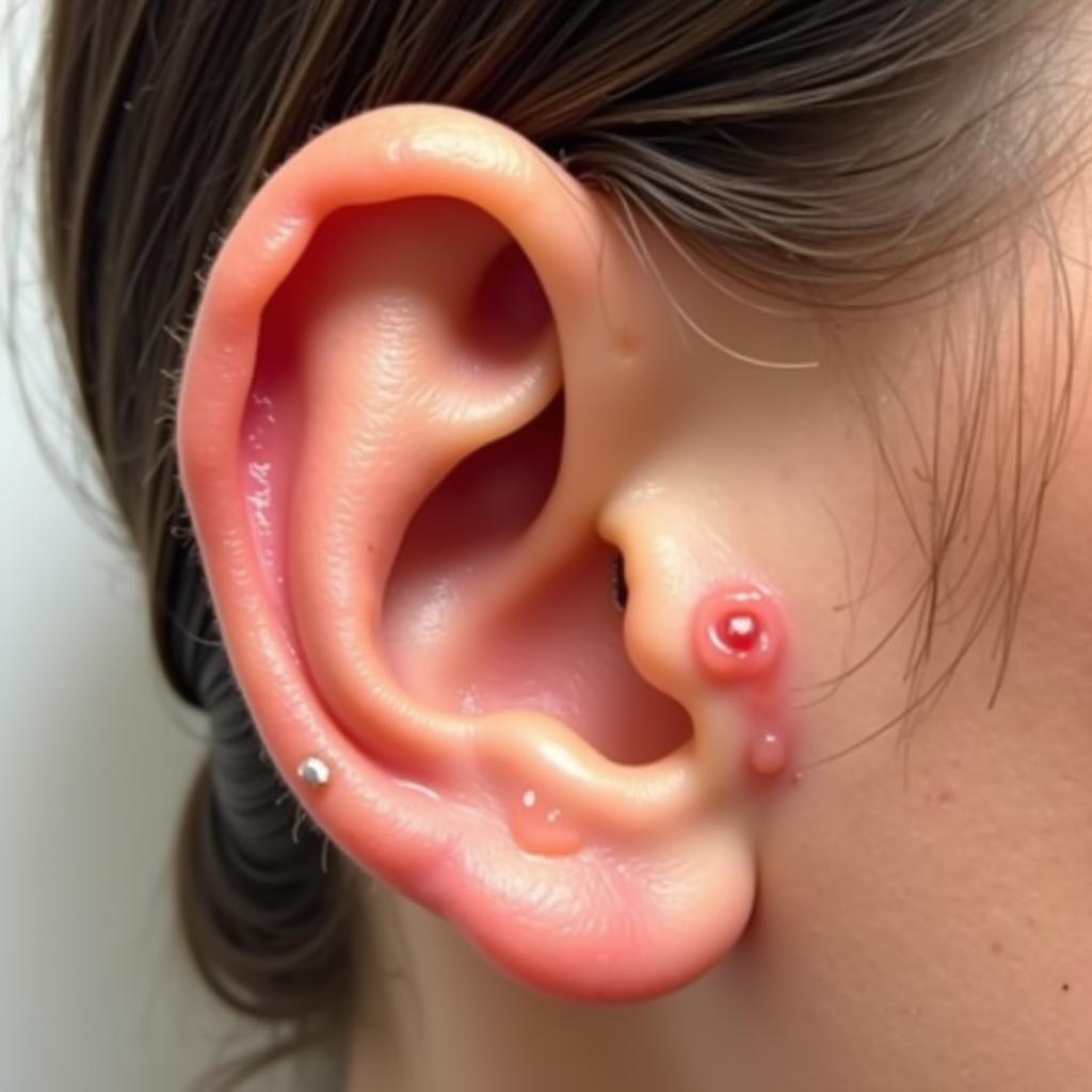 Nickel Allergy Reaction on Earlobe