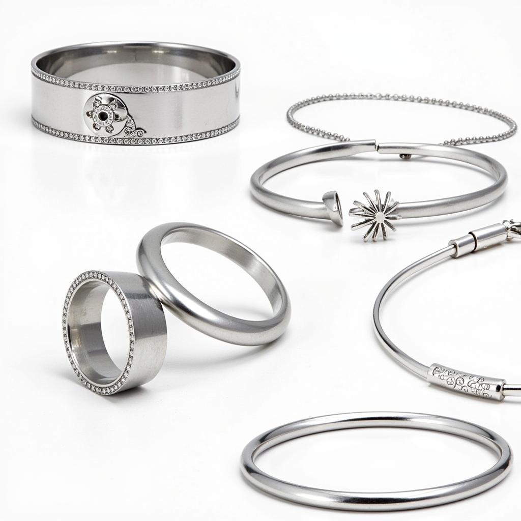 Close-up of nickel-free stainless steel jewelry showcasing its shine and durability.