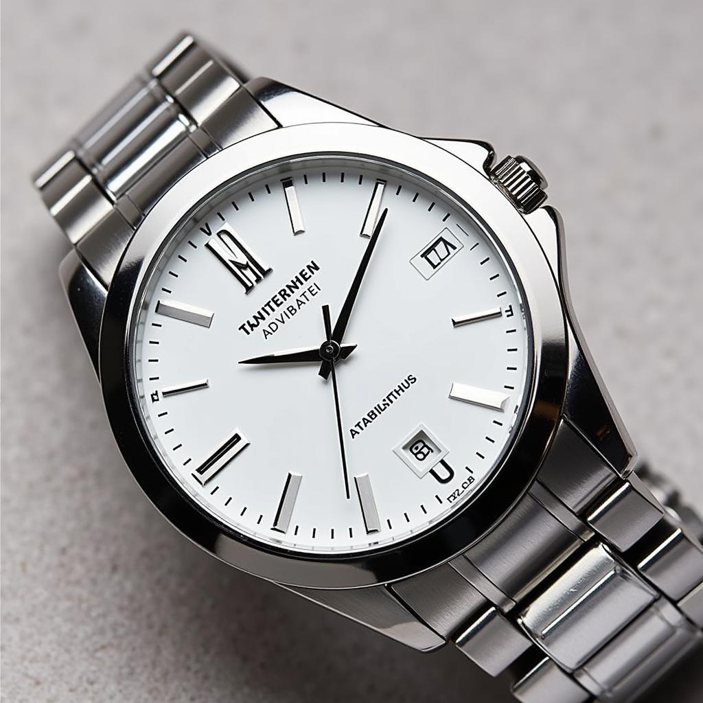 A stylish wristwatch made of nickel-free stainless steel.