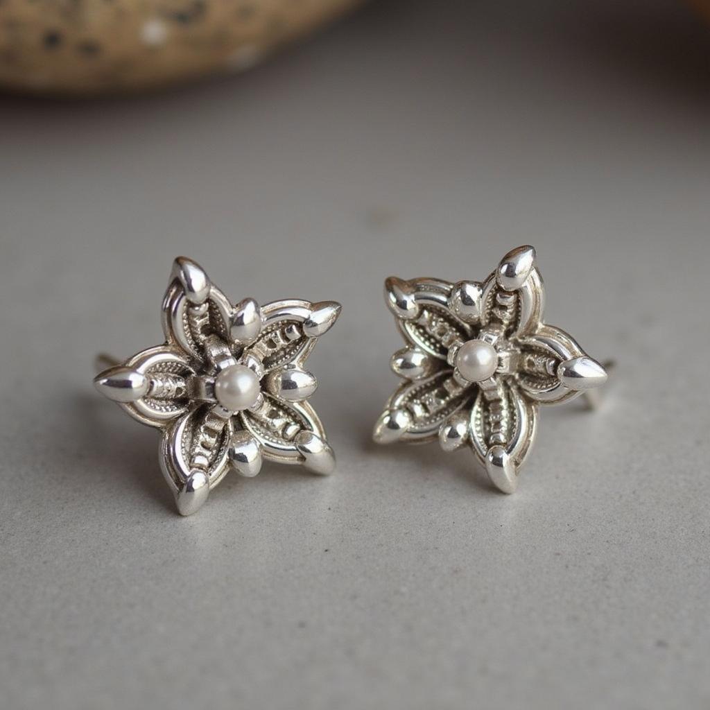 Close-up of nickel free sterling silver earrings showcasing their intricate design and shine.