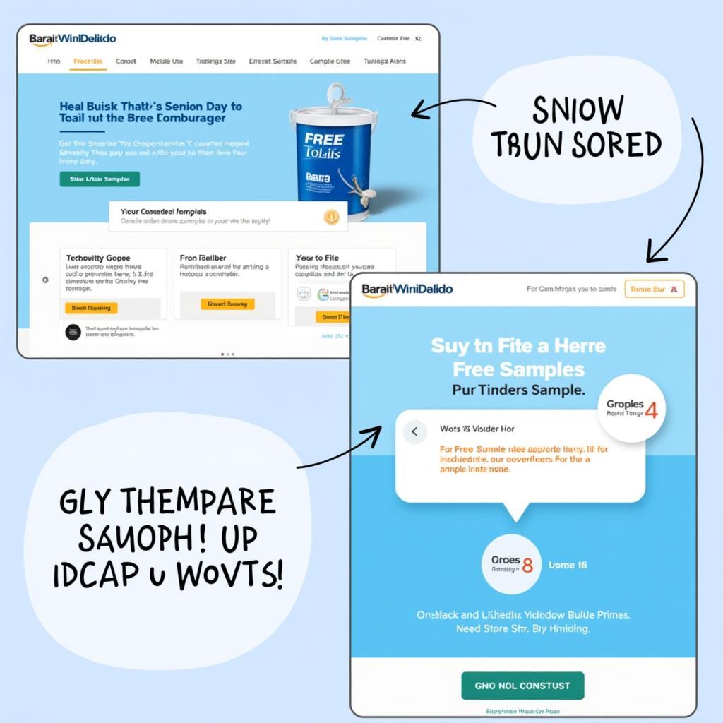 Website banners and pop-ups advertising free toothpaste samples.