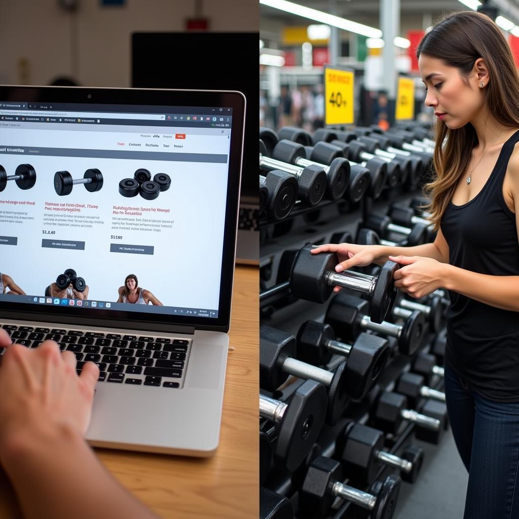 Comparing Online and In-Store Free Weights Sales