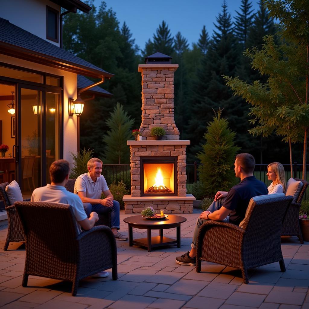 Outdoor Propane Fireplace on a Patio