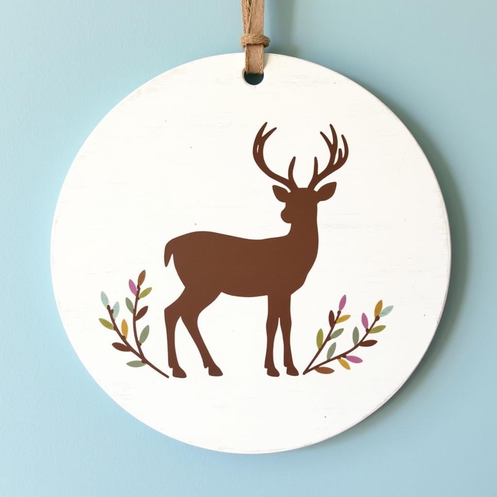 Painted Deer Plaque with Floral Accents