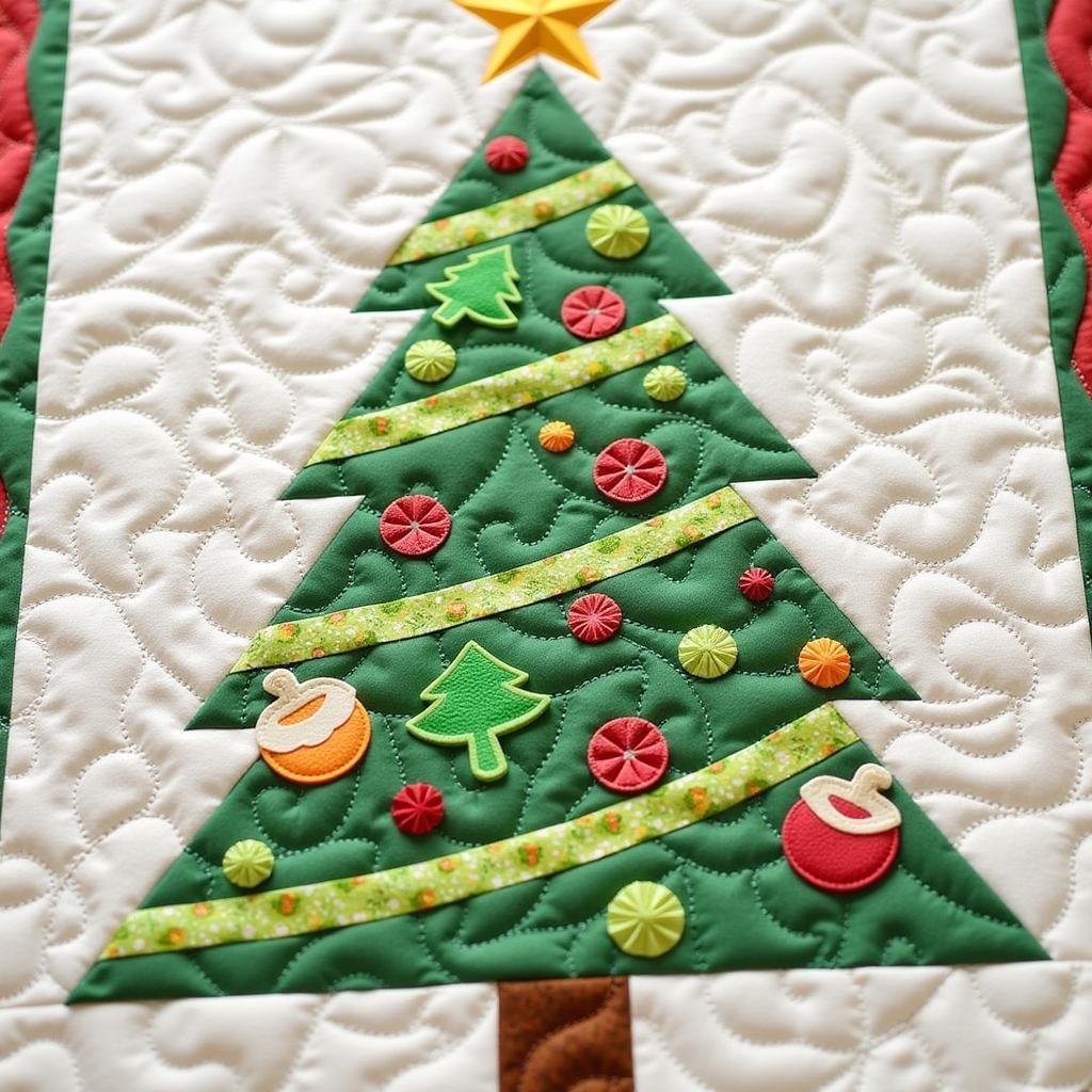 Paper Pieced Christmas Tree Table Runner