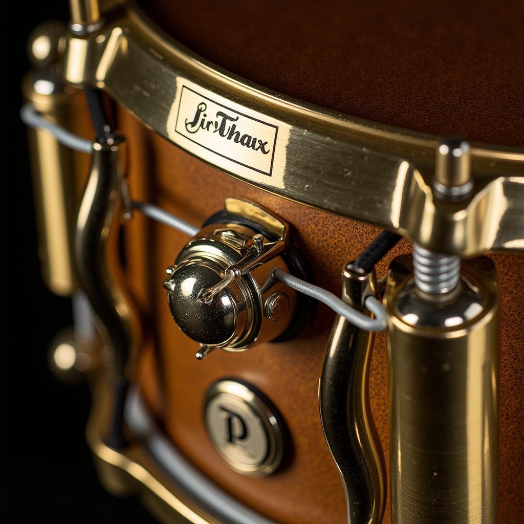 Close-Up View of a Pearl Brass Free Floating Snare Drum