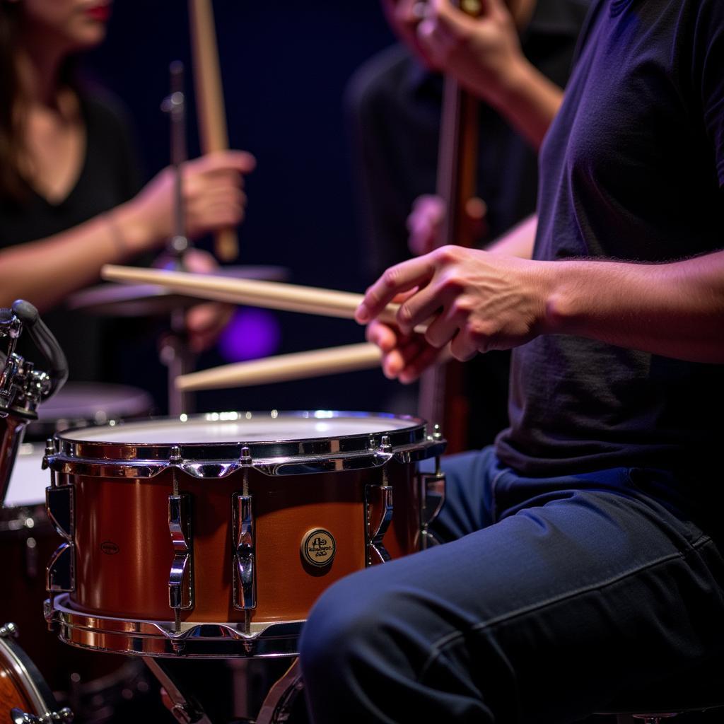 Drummer Playing the Pearl Brass Free Floating Snare Drum