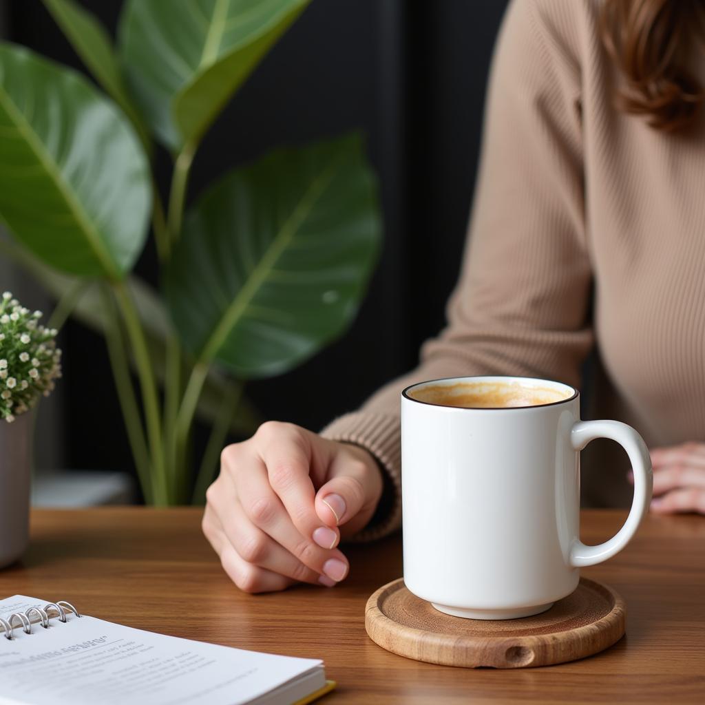 Person Enjoying Coffee in a Free Mug