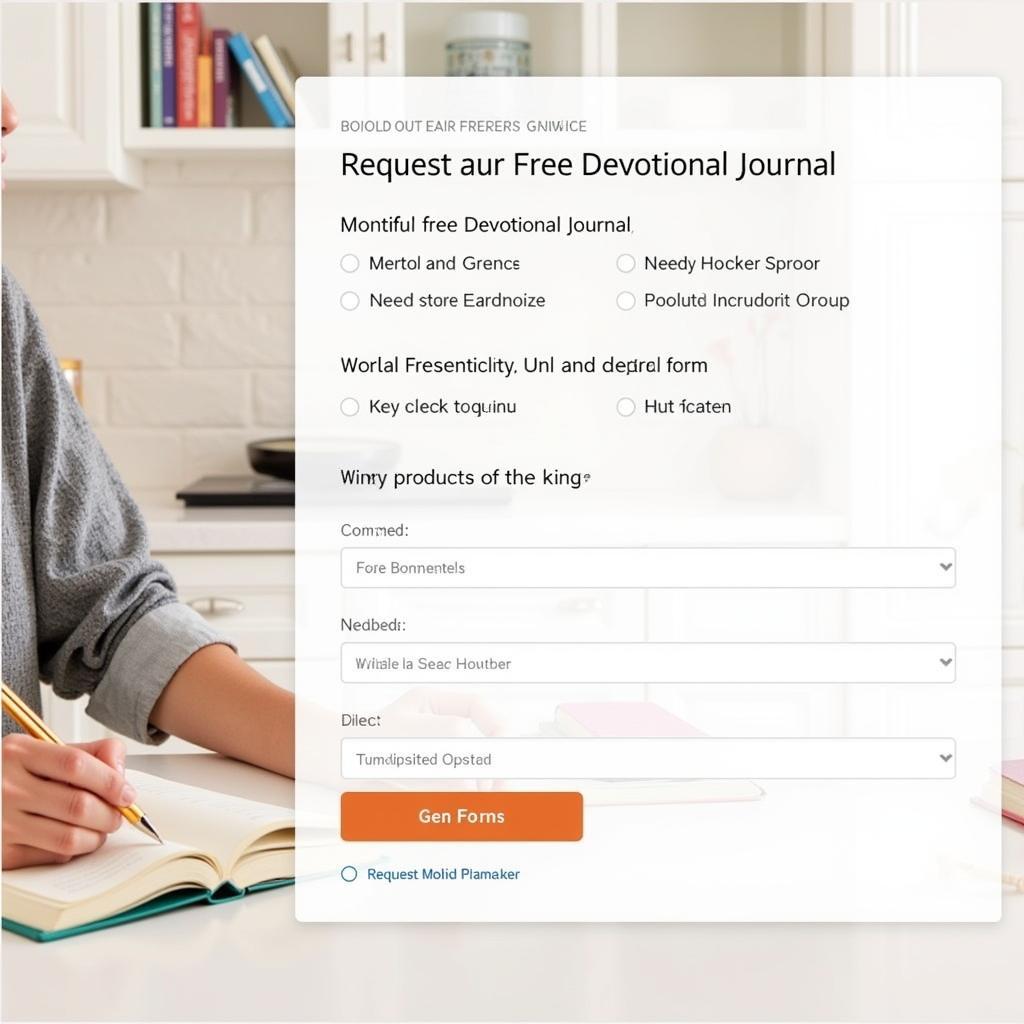 Person Filling Out Form for Free Devotional Journal