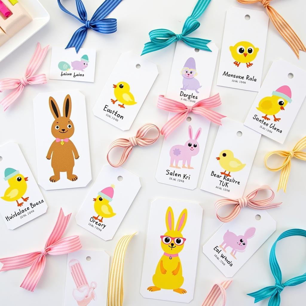 Personalized Easter Tags with Names and Ribbons