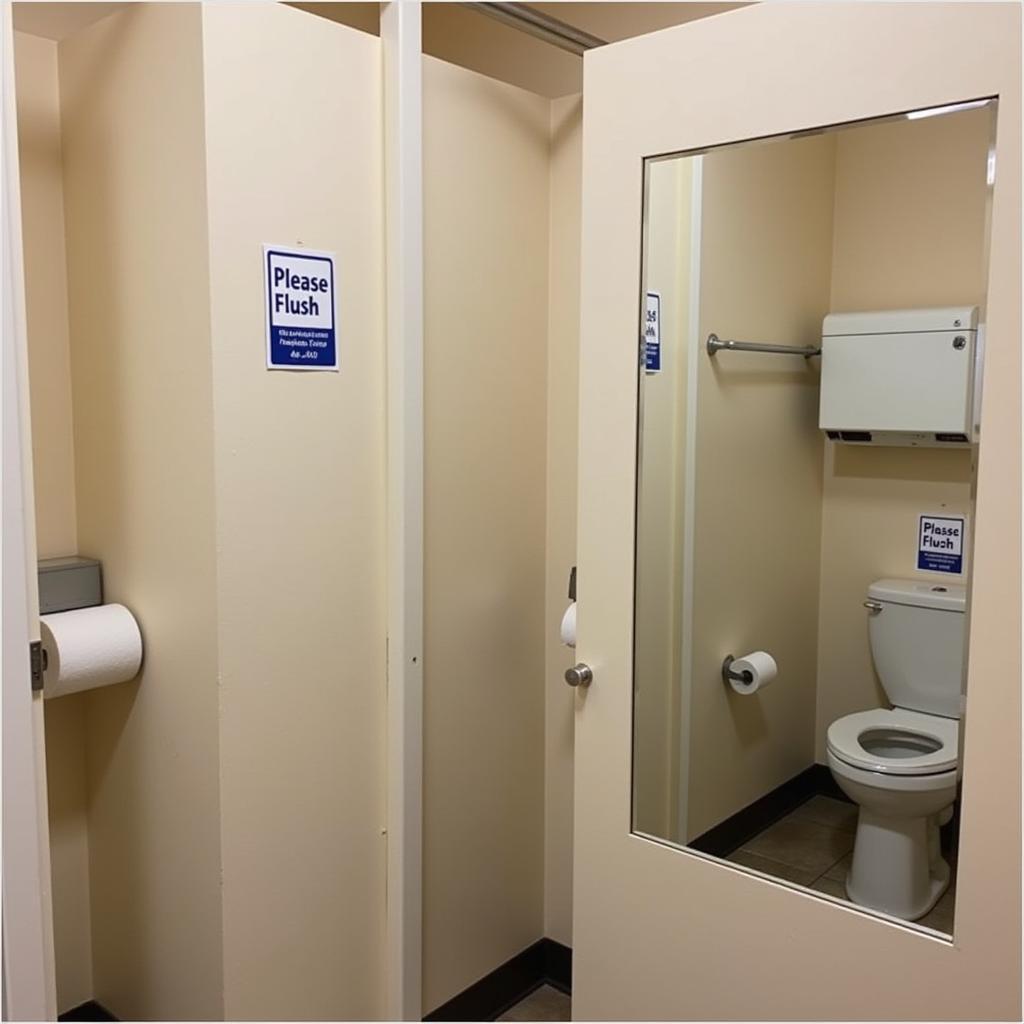 Ideal Placement of Please Flush Toilet Signs in a Bathroom