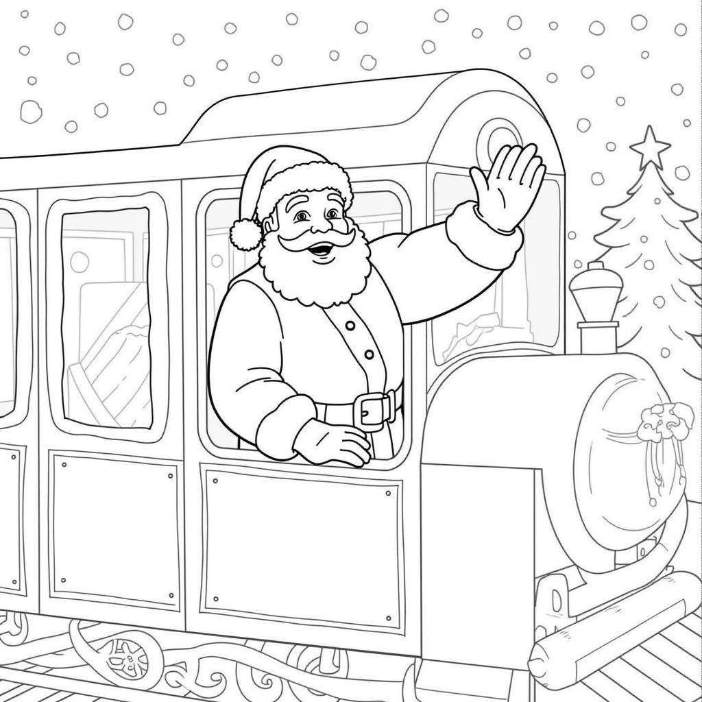 Polar Express Santa Claus Coloring Page