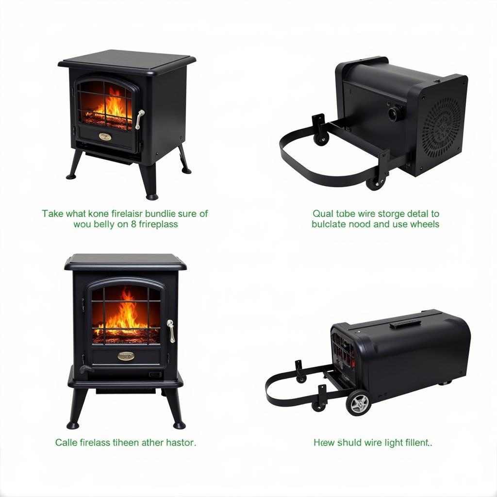 Portable Free-Standing Propane Fireplace with Wheels