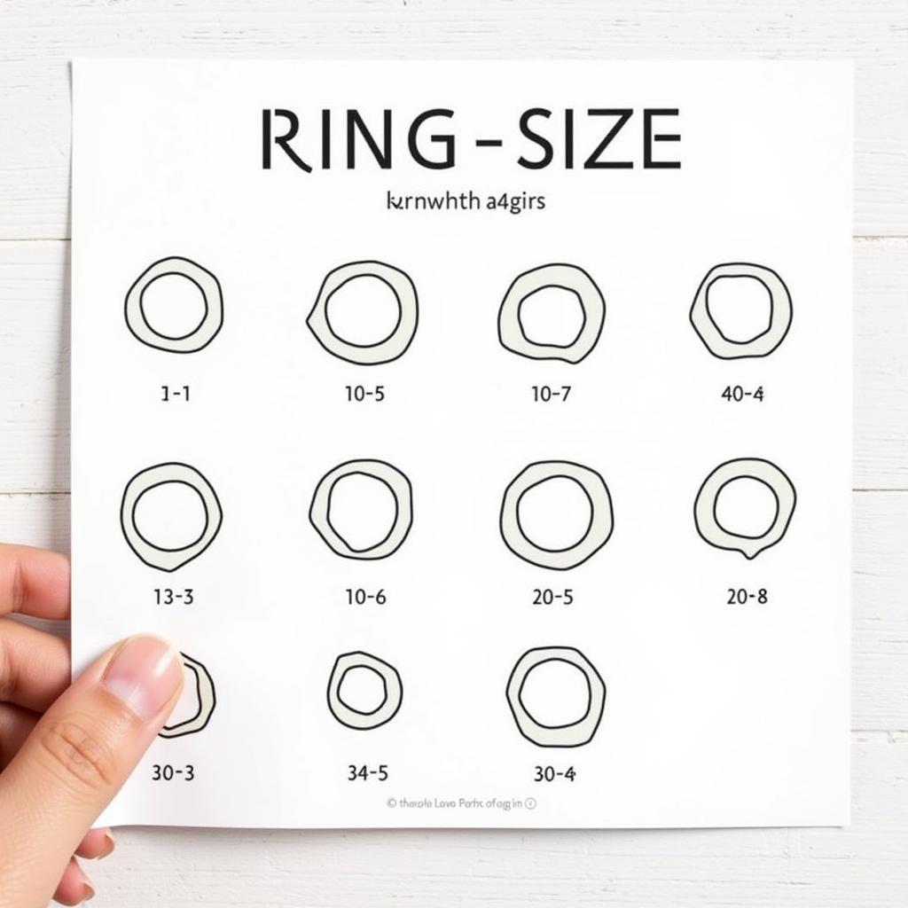 Printable Ring Size Chart on Paper