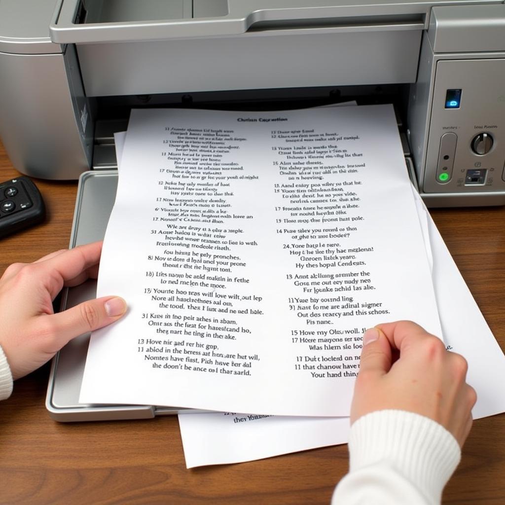 Printing Christmas Carol Lyrics PDF: A person printing Christmas carol lyrics from their computer.