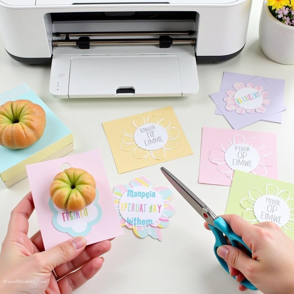 Printing Easter Gift Tags on Cardstock with Decorative Scissors