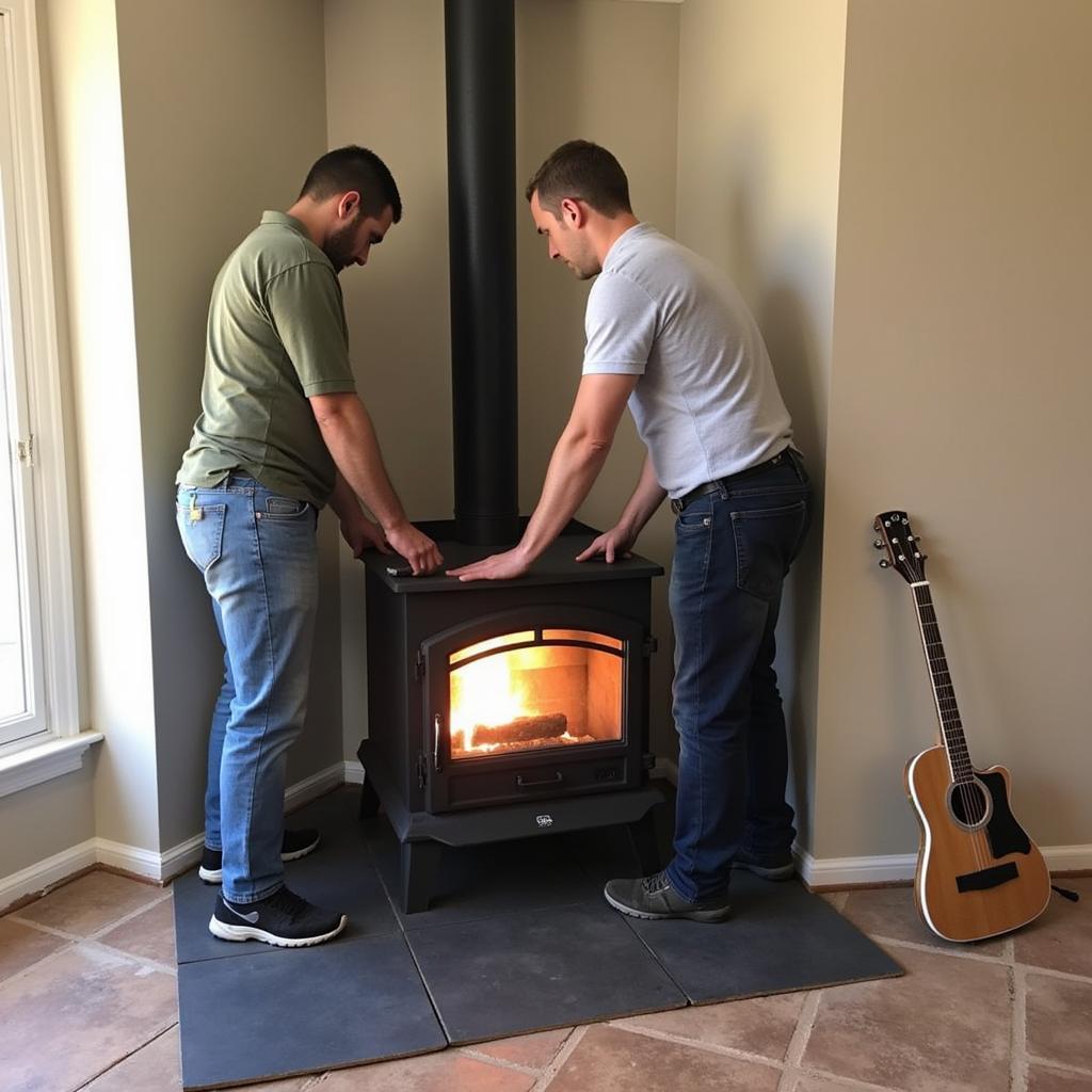 Professional Installing a Free Standing Wood Stove