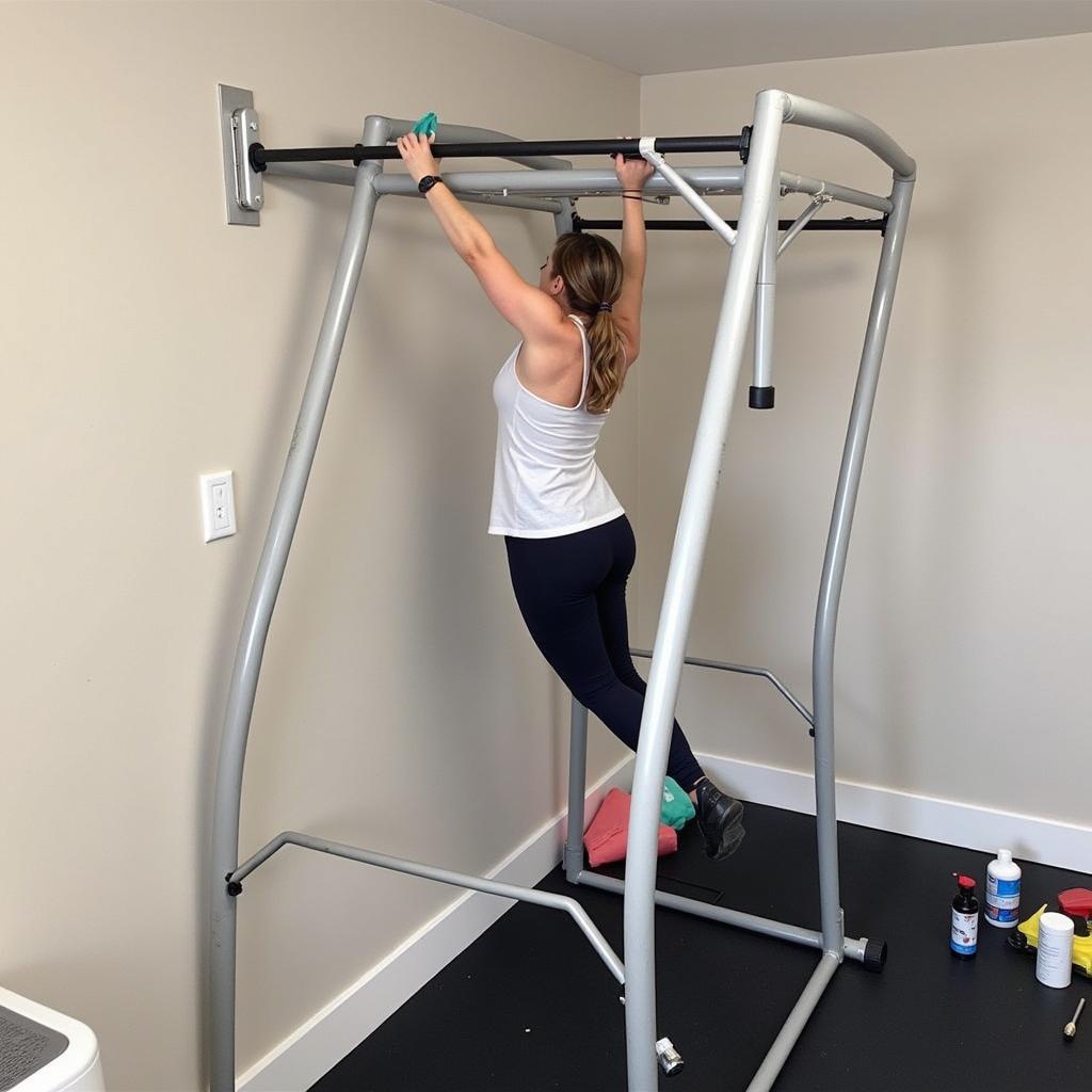 Cleaning and maintaining a free-standing pull-up bar