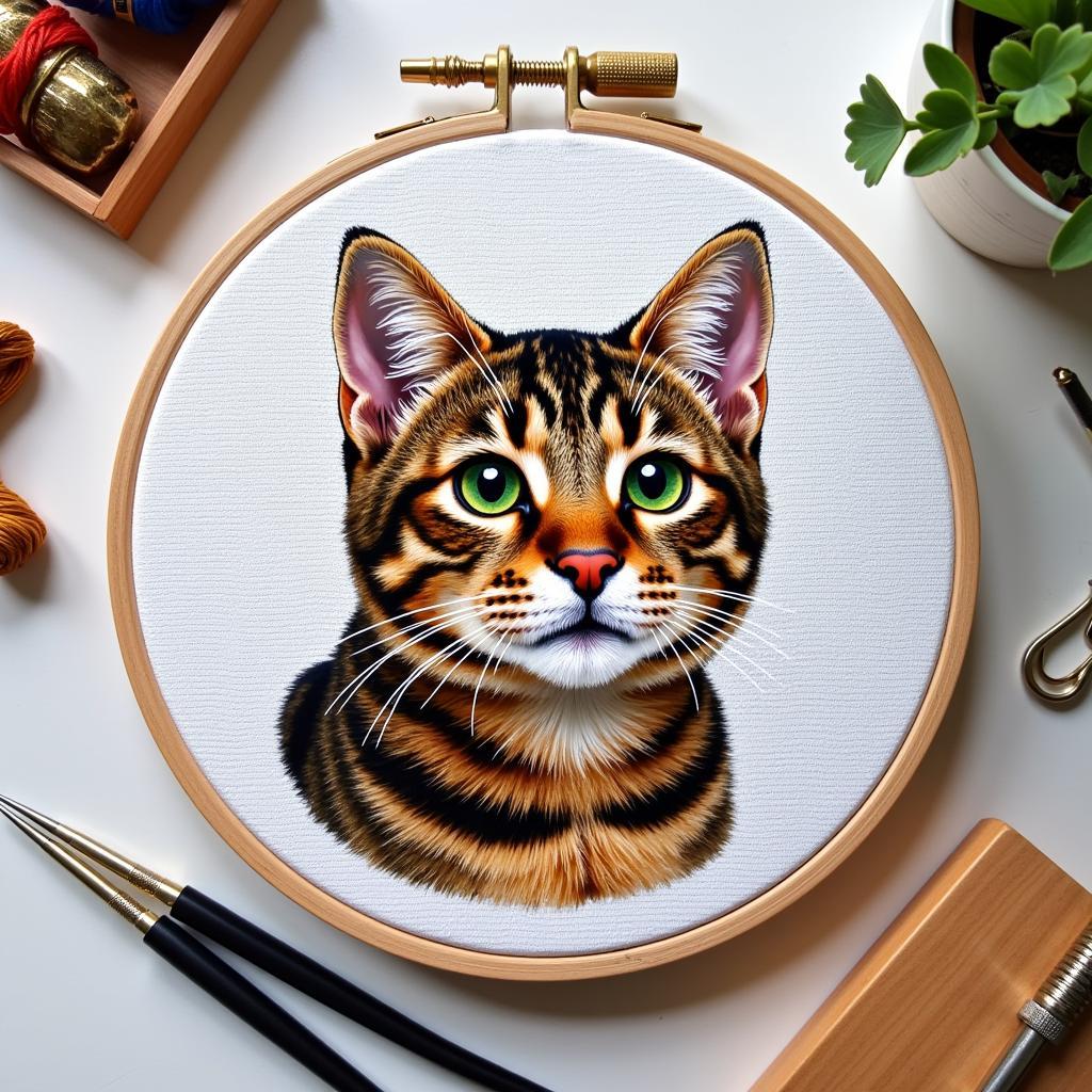 Realistic Cat Portrait Cross Stitch Pattern