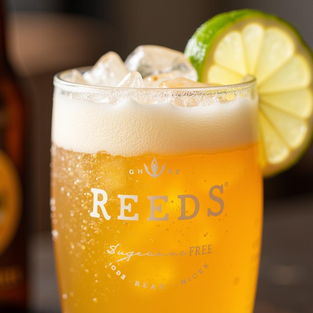 Reeds Sugar Free Ginger Beer in a Glass with Ice