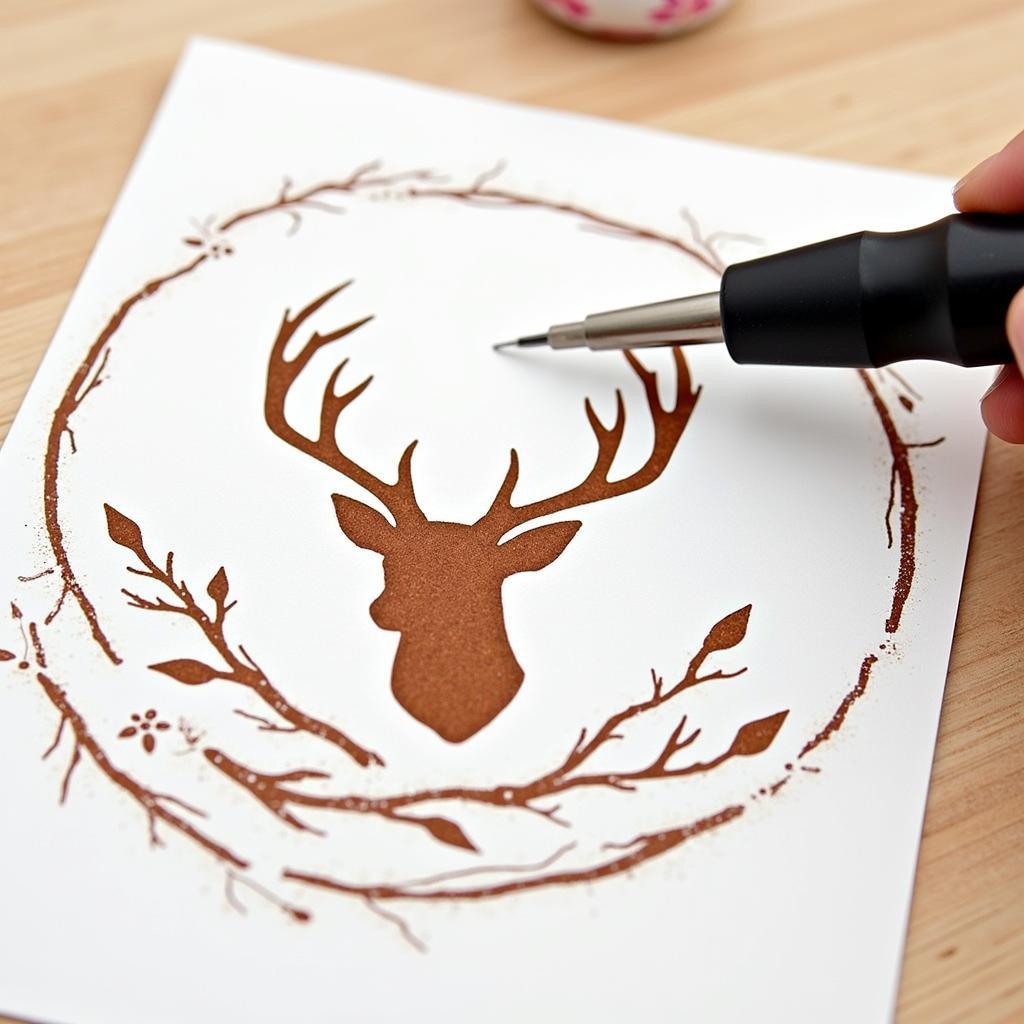 Rustic Deer Plaque Template for Wood Burning