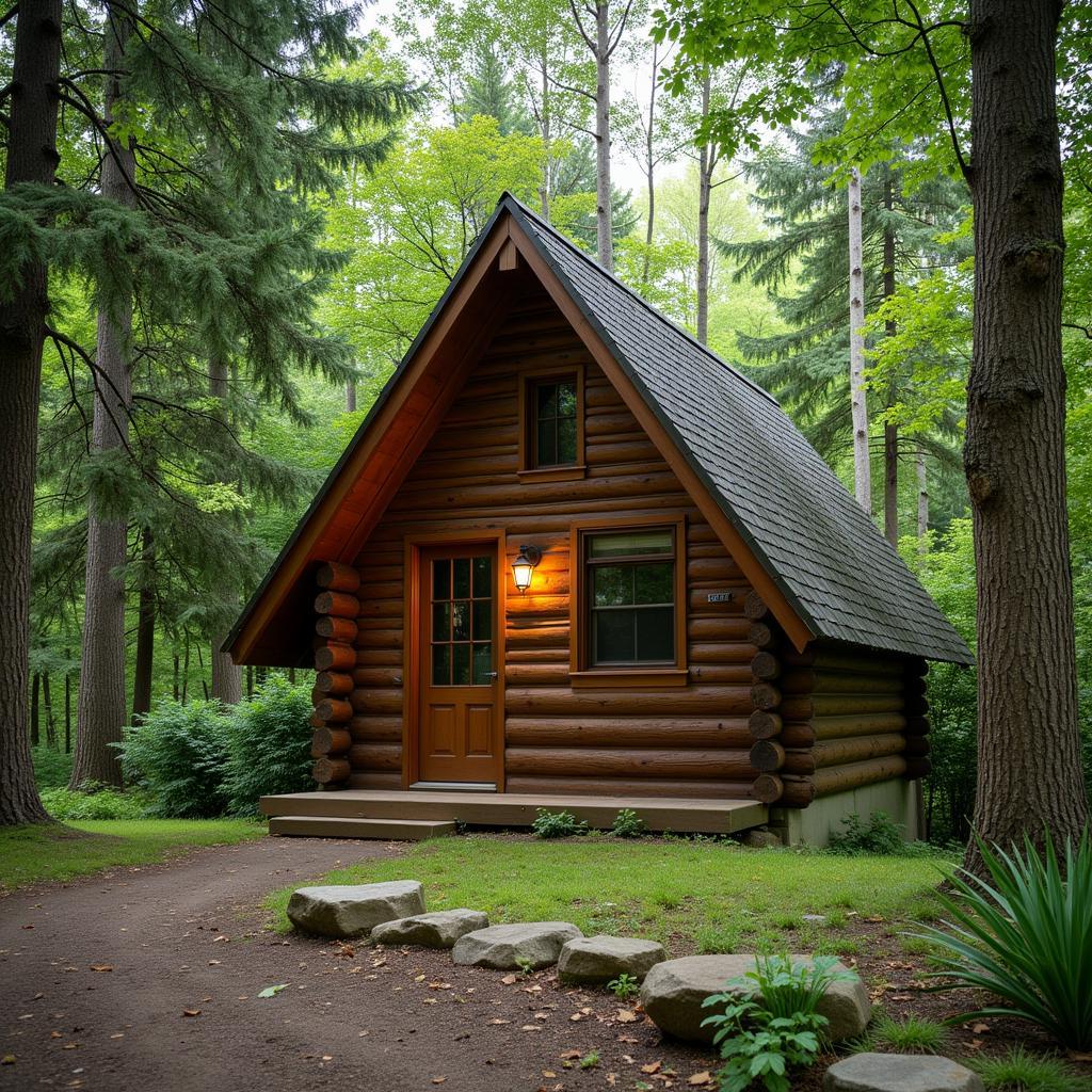 Rustic Small Cabin Design in a Forest Setting