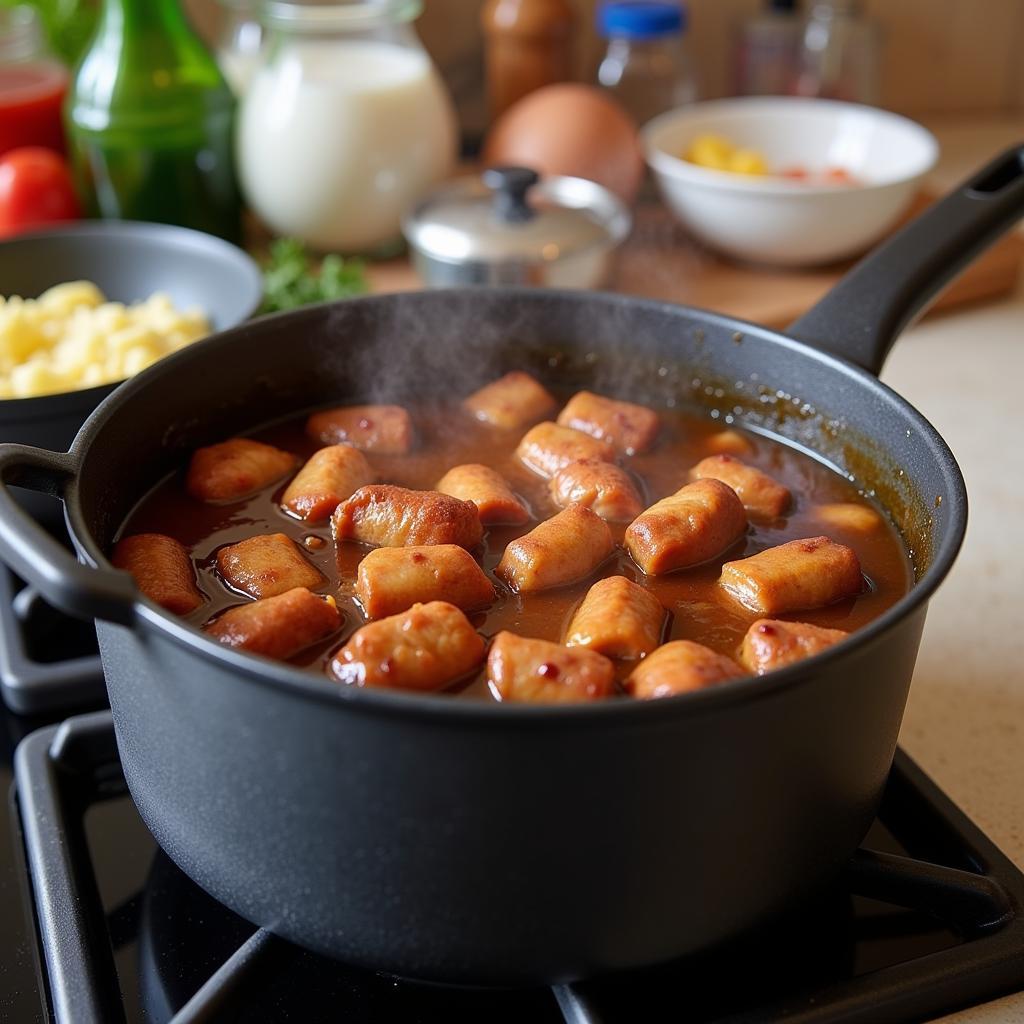 Salt-Free Adobo Simmering in a Pot