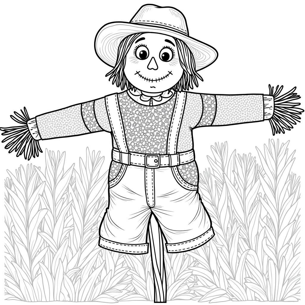 Complex Scarecrow Coloring Page