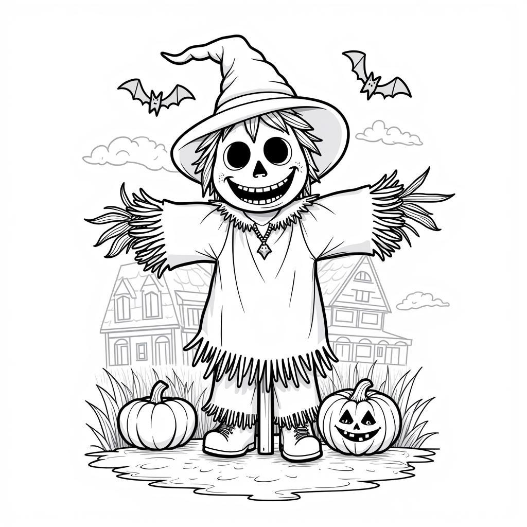 Halloween Scarecrow Coloring Page