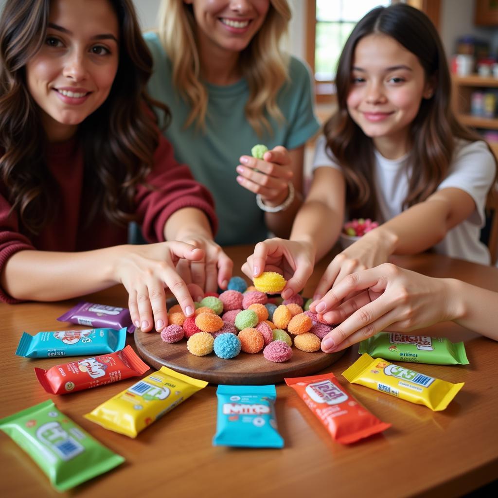 Sharing Free Sample Candy with Friends