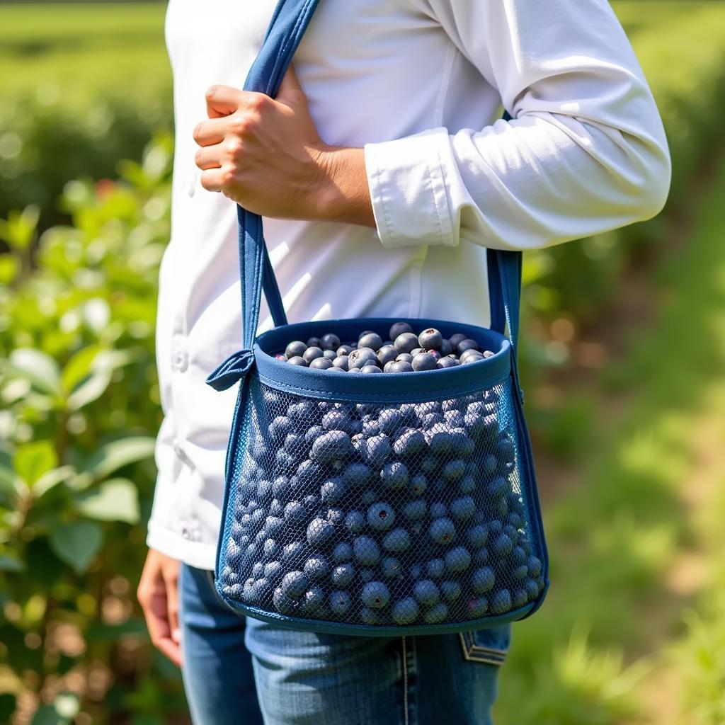 Shoulder-Slung Berry Picking Basket Ideal for Blueberries