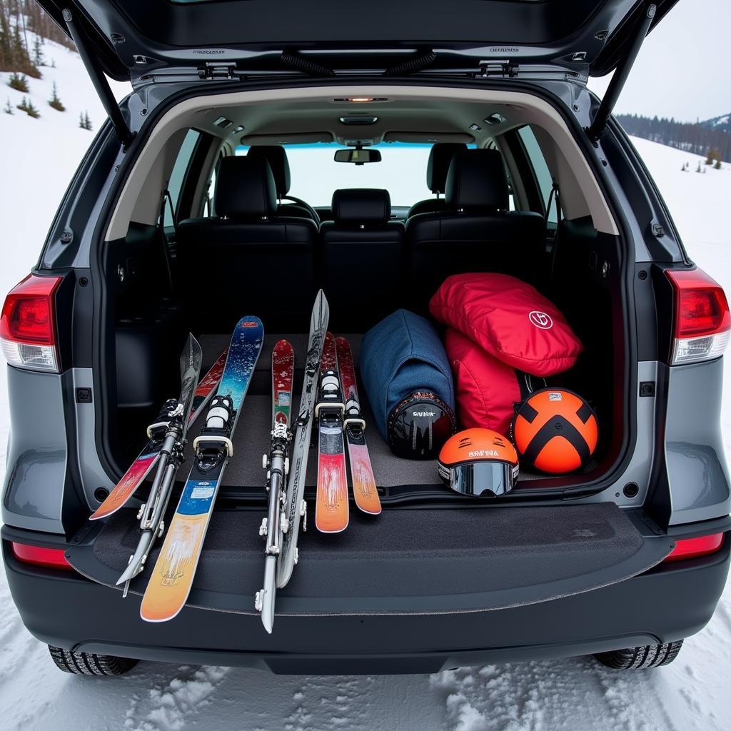 Ski Gear in Toyota Trunk