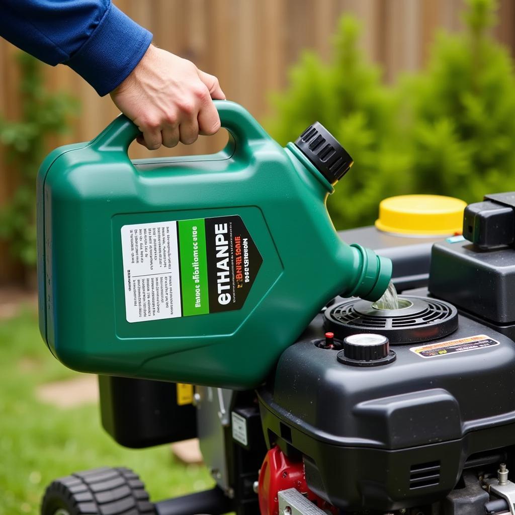 Small Engine Being Fueled with Ethanol-Free Gas