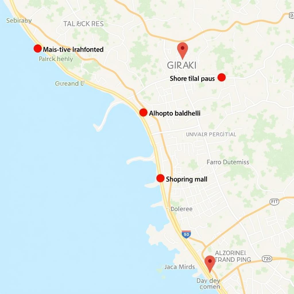 Map of Potential Free Parking Locations around Split