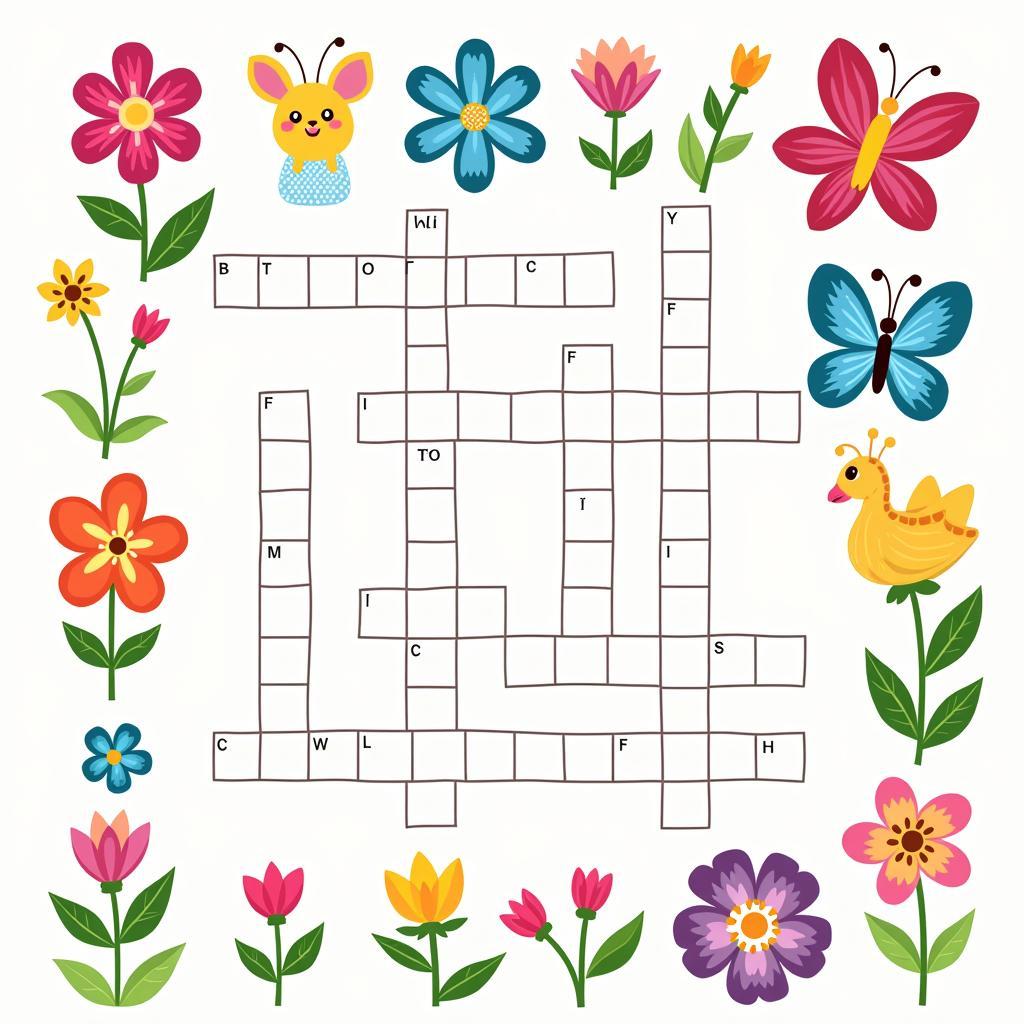 Free Printable Spring Crossword Puzzle for Kids