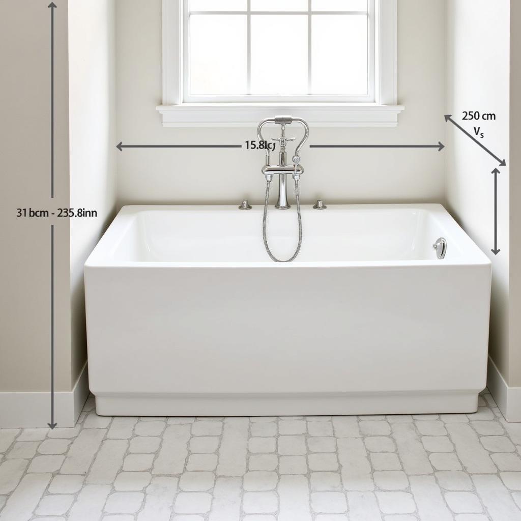 Square free standing tub dimensions in a modern bathroom