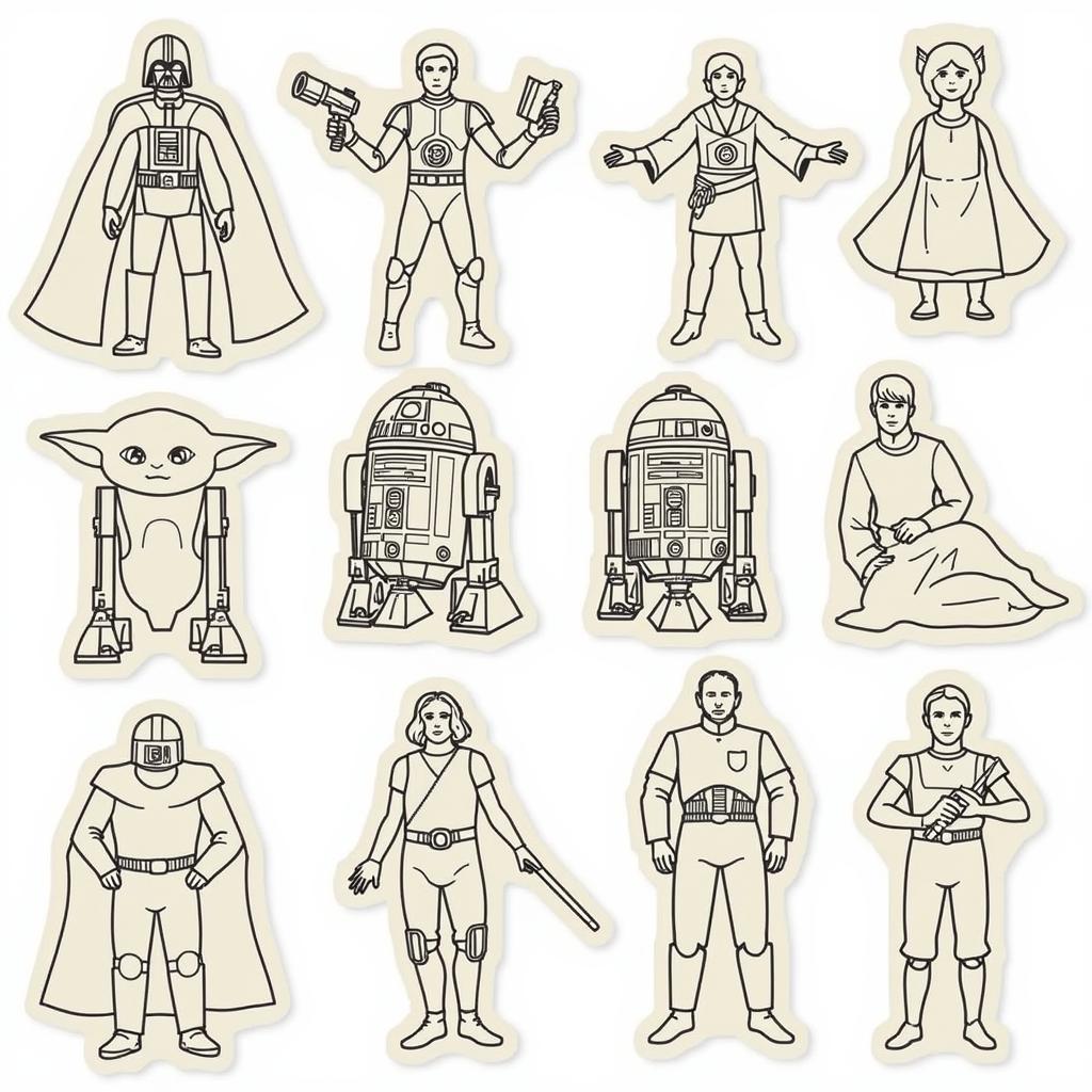 Collection of Star Wars character stencils for printing