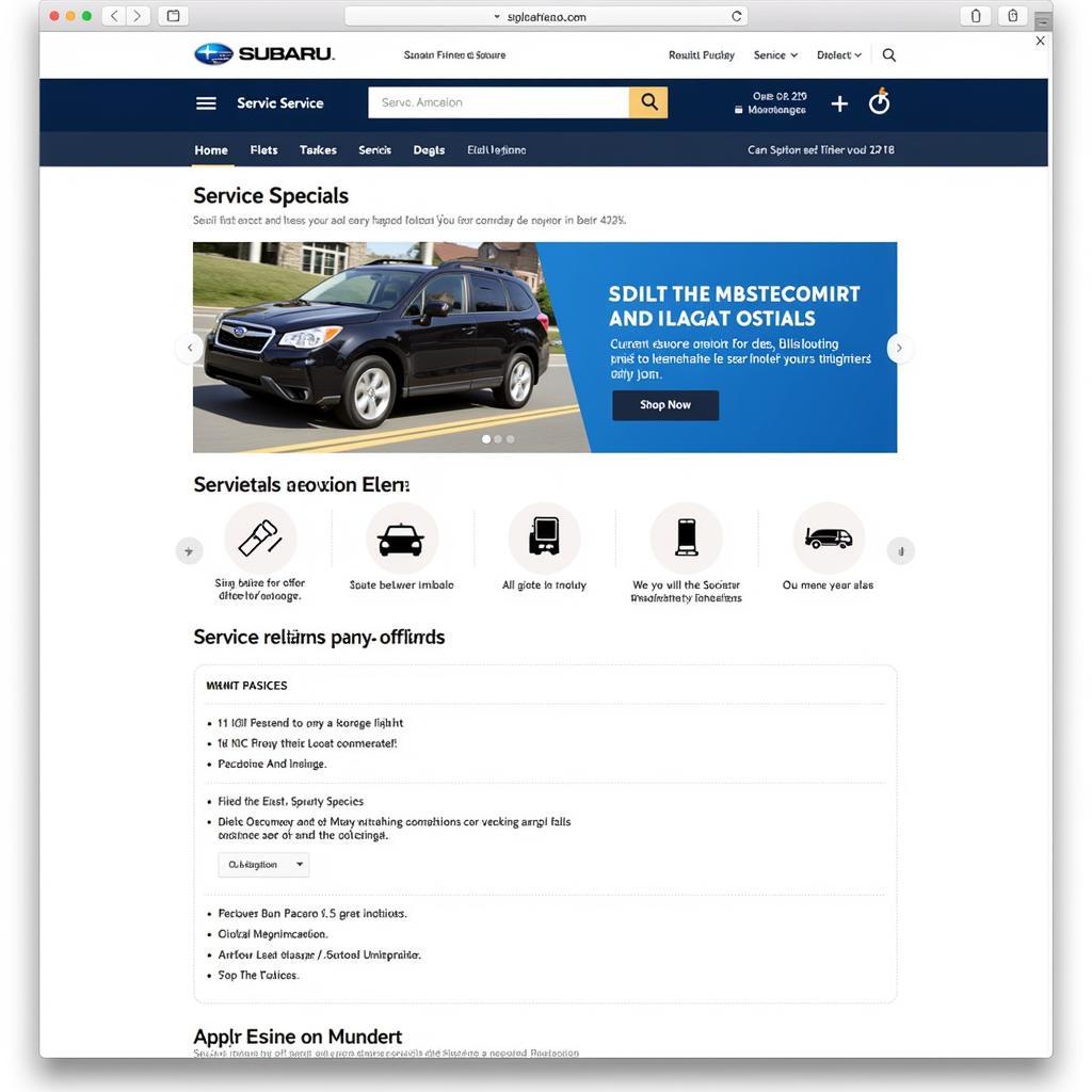 Subaru Website Service Specials