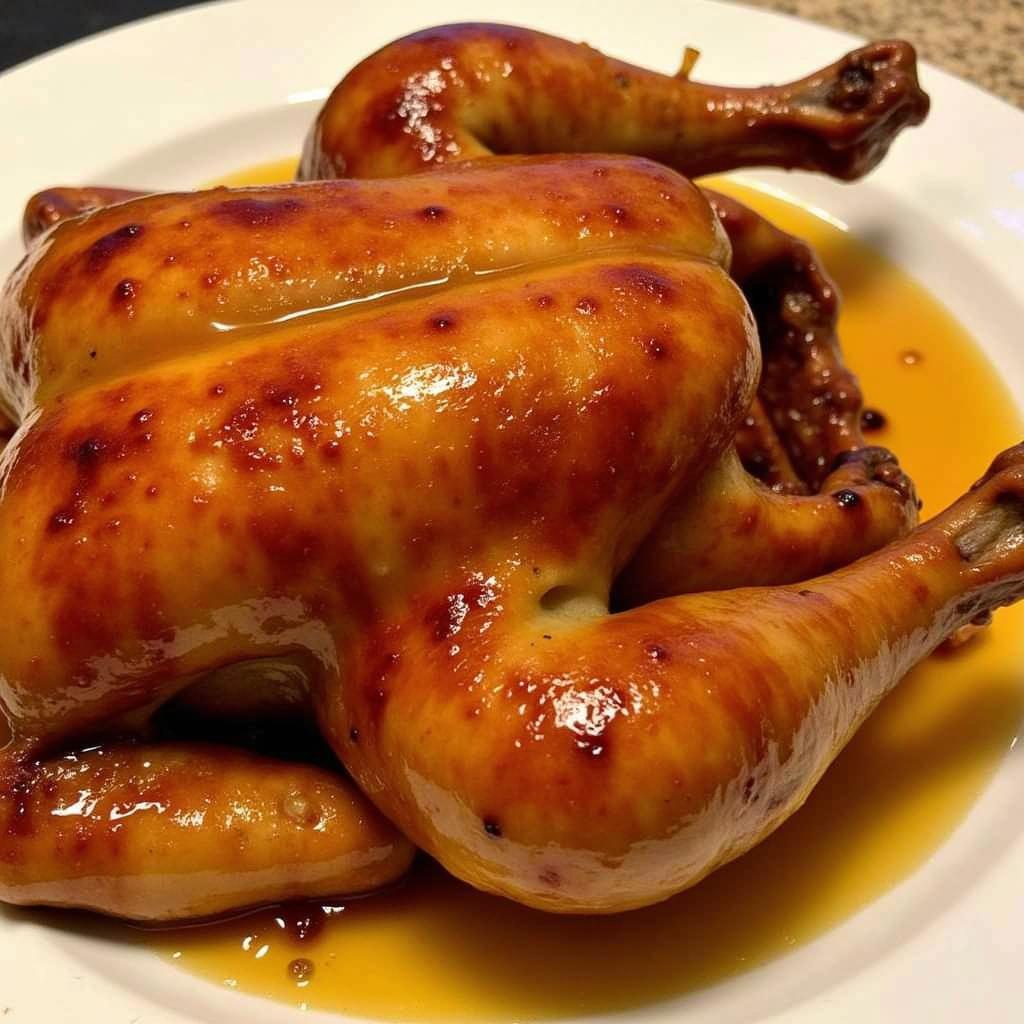 Sugar-Free Amaretto Syrup Glazed Roasted Chicken