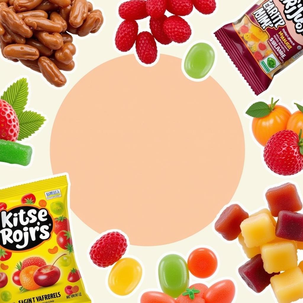 Assortment of sugar free gummies in different flavors and shapes.