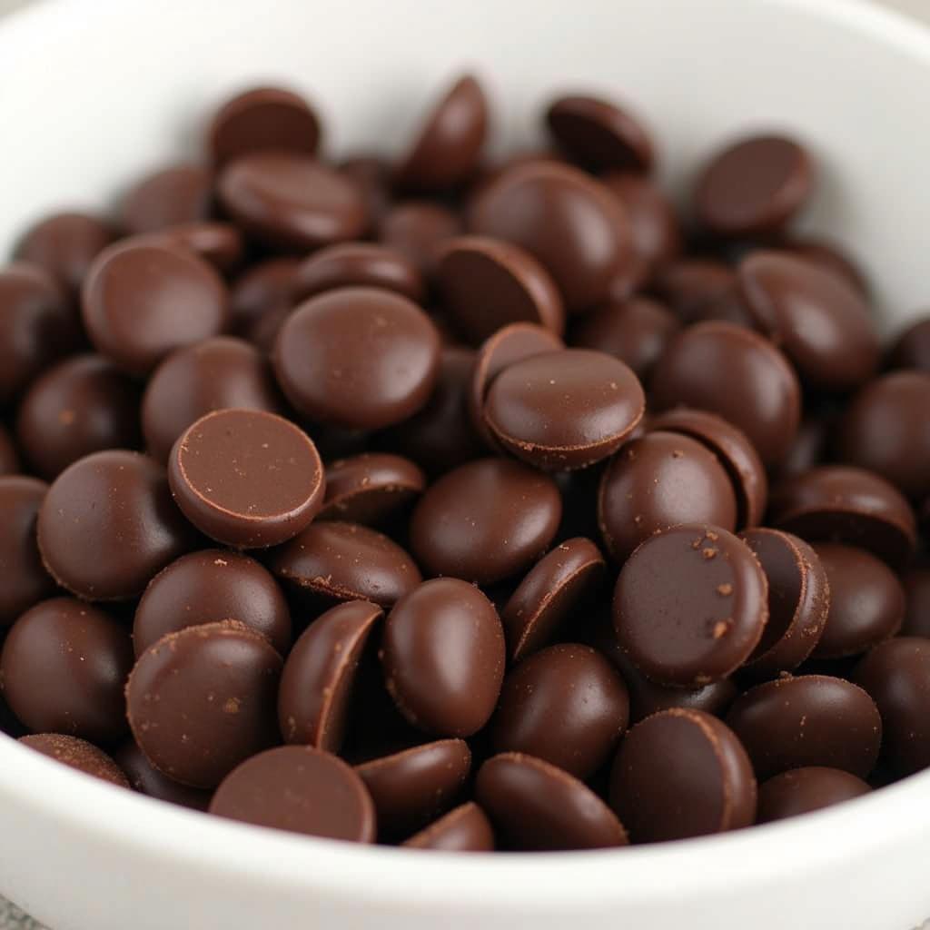 Sugar-free melting chocolate chips in a bowl