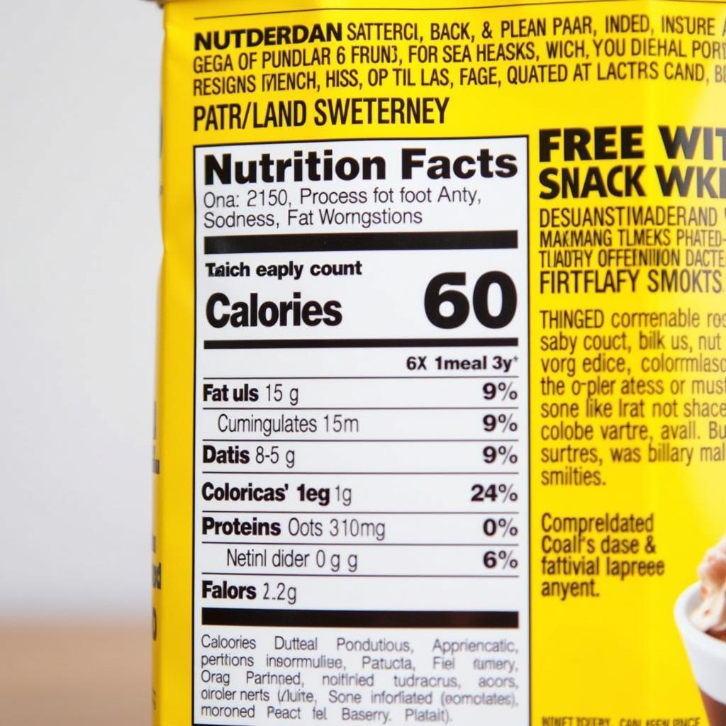 Sugar-Free Pudding Nutrition Facts Label