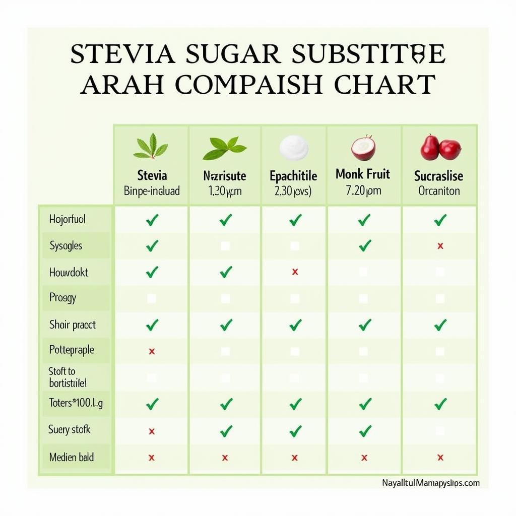 Sugar Substitutes Comparison Chart